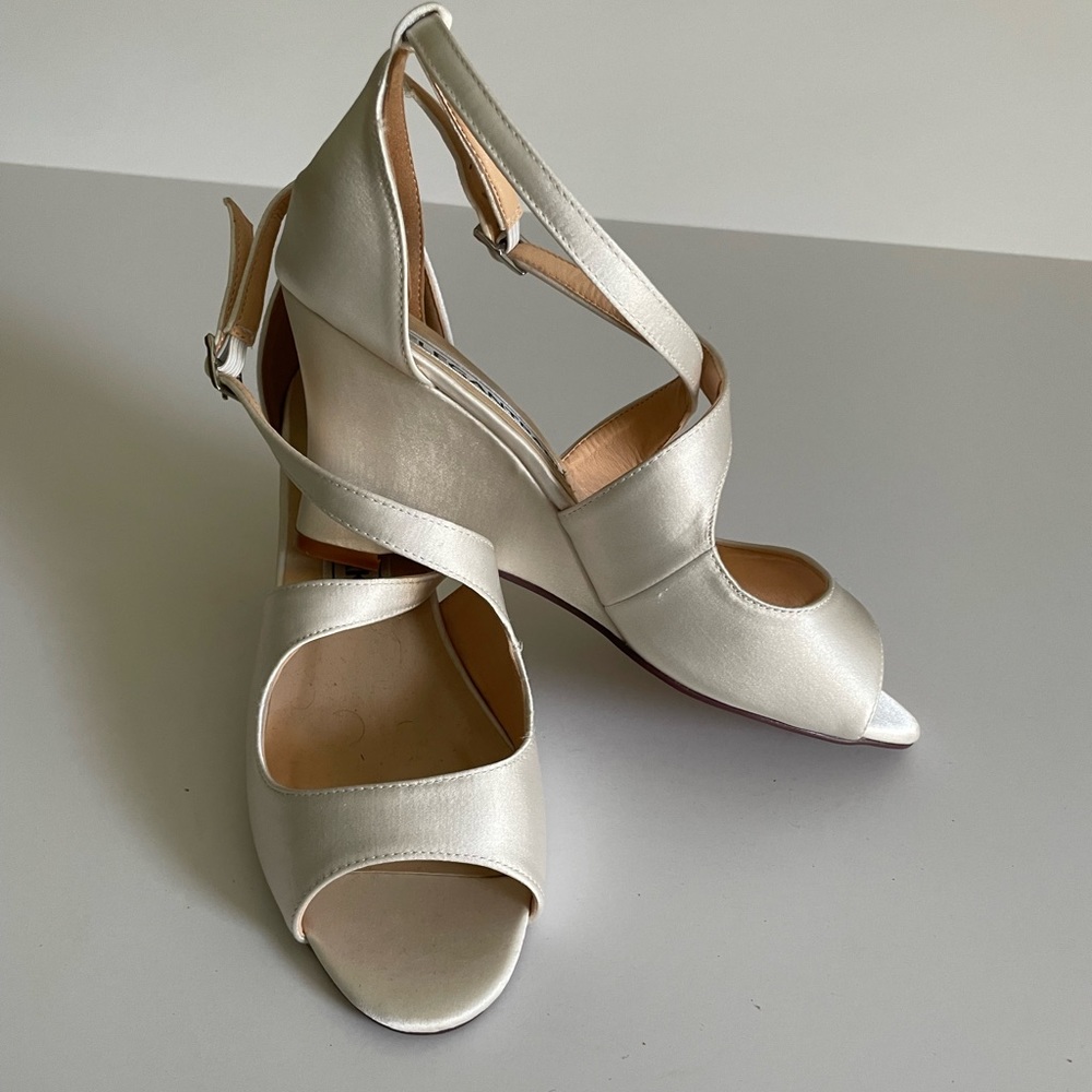 Ivory satin wedges